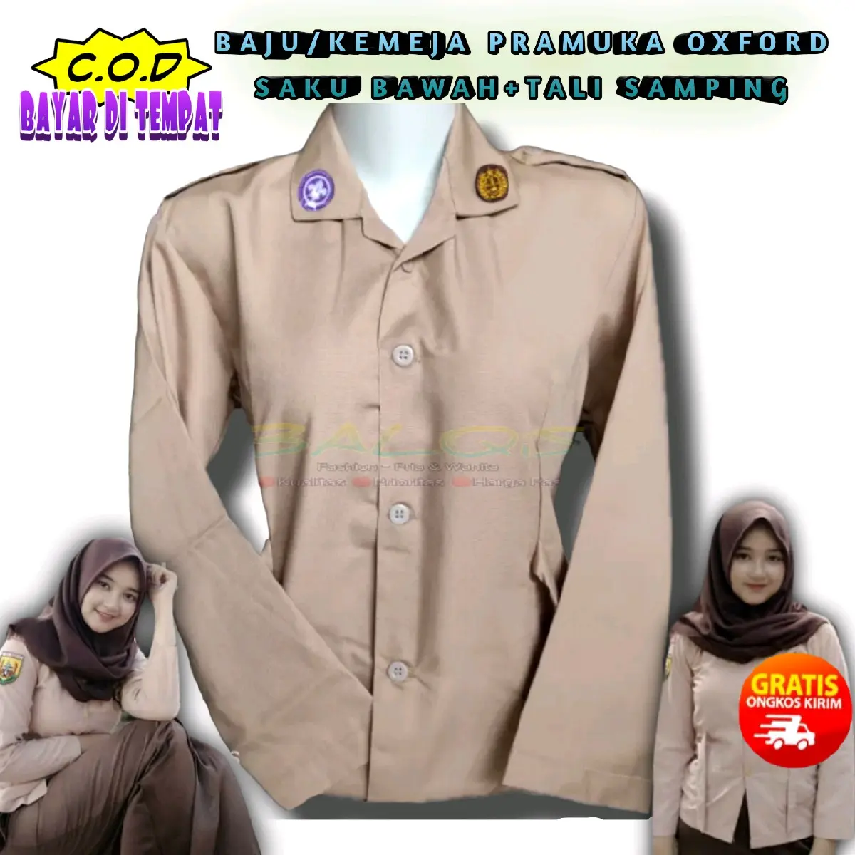 ameL Baju Pramuka Saku Bawah SD SMP SMA Seragam Sekolah Panjang Wanita Blazer Katun Kerja Bukan Setelan