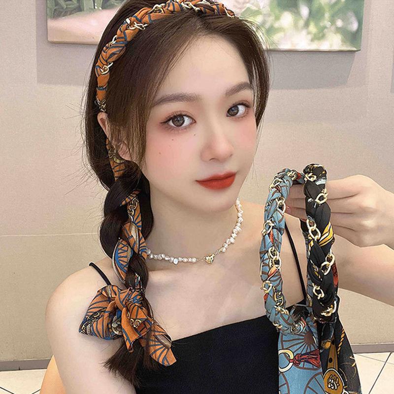  Bờm Tóc Dây Chuyền Ruy Băng Dài Phong Cách Thanh Lịch Dây Buộc Tóc Đuôi Ngựa Làm Bằng Vải Và Lụa Băng Đô Khăn Quàng Cổ Phụ Kiện Tóc Cho Phụ Nữ Và Trẻ Em Gái Băng Đô In Hình 