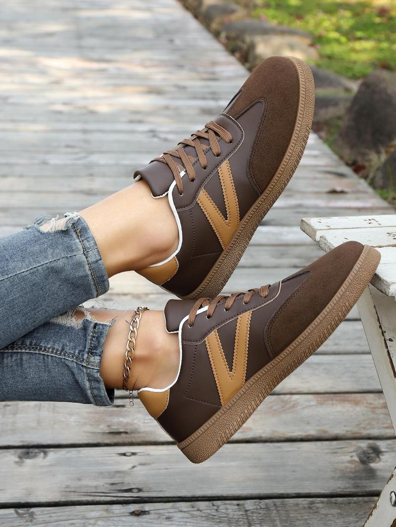 Product Introduction of Women's Fashionable Plain Color Lace Up Sneakers, Casual Comfortable Breathable Sports Running Shoes, All-match Basic Shoes for Daily Wear 3