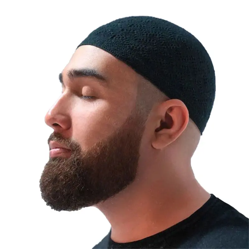 Knitted Muslim Men Prayer Hats Unisex Beanies Cap Islamic Ramadan Kippah Jewish India Arab Homme Hat Men's Wrap Head Caps