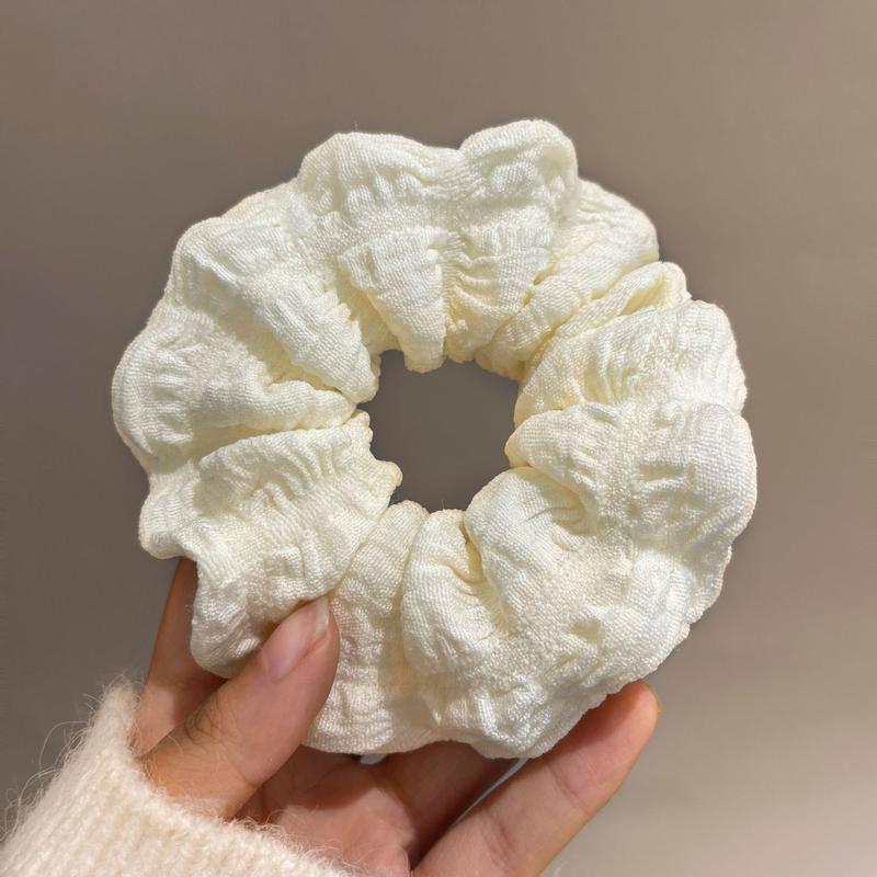 Product Introduction of Scrunchie Puff Krim, Rekaan Vintaj Ringkas, Bunga Kepala Renyuk, Tali Rambut, Gaya Sanggul, Gelang Getah, Aksesori Rambut, untuk Wanita, Baharu pada 2025 3