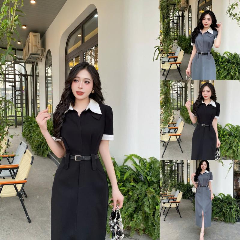 N20- Váy Thiết Kế Evii  dành cho nữ Đầm thiết kế cổ đức Bigsize cộc tay dáng bút chì xuông (tặng kèm đai) phù hợp đi làm và đi chơi Women Dress có Bigsize