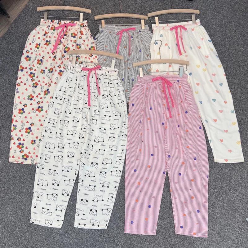 Quần baggy họa tiết xinh xắn, chất vải đũi sịn sò mát lạnh. Nữ Women Pants