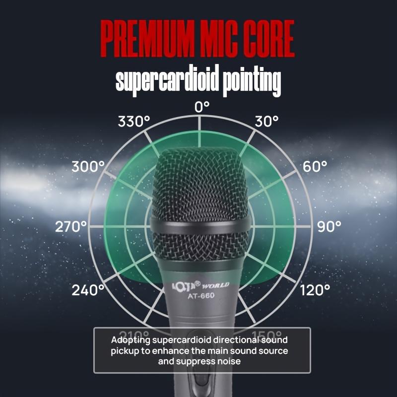 Product Introduction of AT-660 Professional Wired Dynamic Condenser Microphone Handheld Karaoke Mic with High Sound Quality for Electronic Keyboard, Home KTV, Musical Instruments, Amplifiers, Mixing Console, Computer, Live Streaming, Multi-Purpose Recording 5