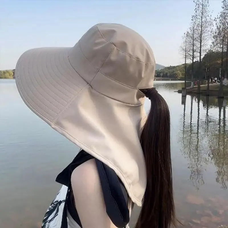 Mũ chống nắng vành rộng đi biển che phủ gáy chất Kaki Cao Cấp 5