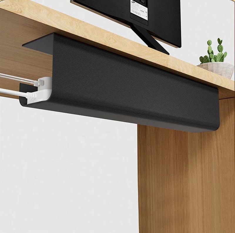 (Loại Vân Sọc) Máng Nhựa Đi Dây Điện Gọn Gàng Gắn Dưới Bàn Làm Việc Văn Phòng, Gaming Dài 40cm