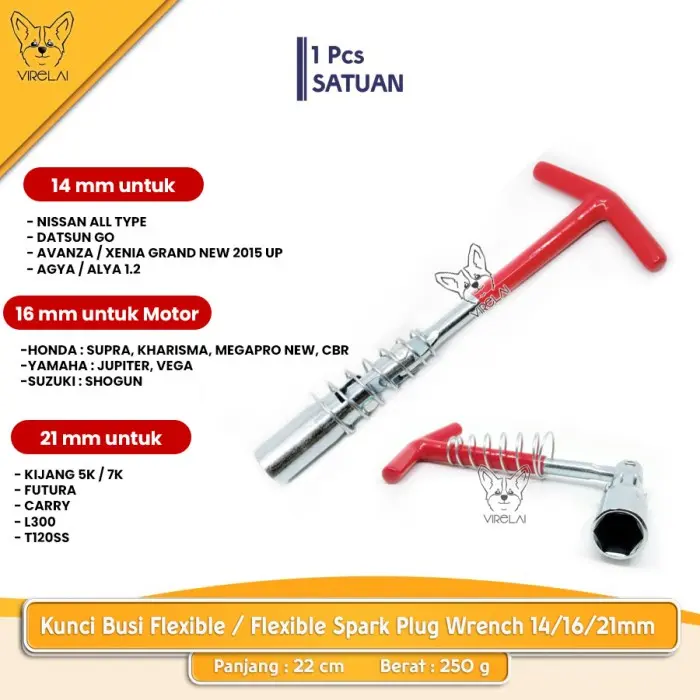 Kunci Busi Flexible 14/16/21 mm Kualitas Terjamin - 14 mm ALAT BUKA BUSI 5