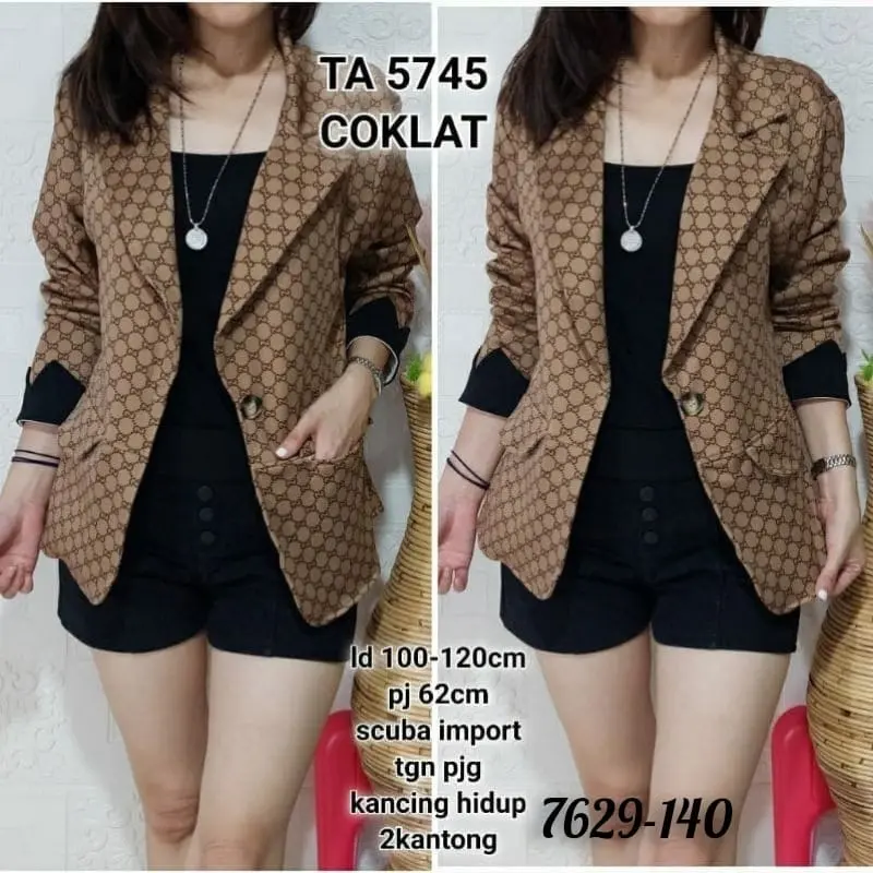 Blazer wanita blazer motif viral kekinian blazer jumbo scuba premium import blazer kerja kantor wanita cantik elegan viral tiktok