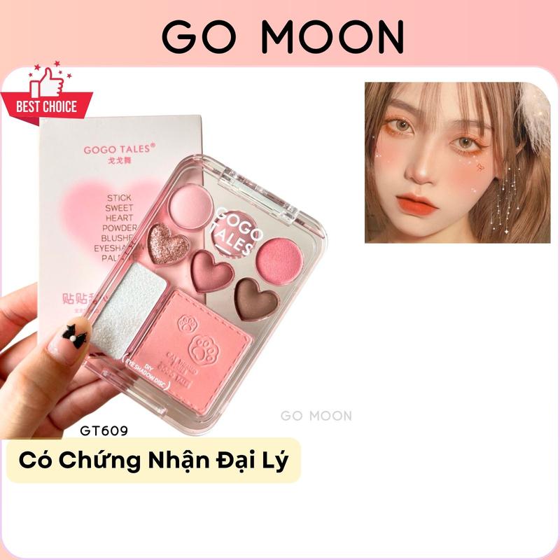Bảng mắt Gogo tales trái tim GT609 8 ô màu phấn mắt kèm highlight và má  3 in 1 GOGOTALES Cat theme sticker DIY 9.5g Trang Điểm Nữ Women Cosmetic phấn  mắt tone hồng đất phấn  mắt tạo khối hà linh bảng  mắt xanh dương
