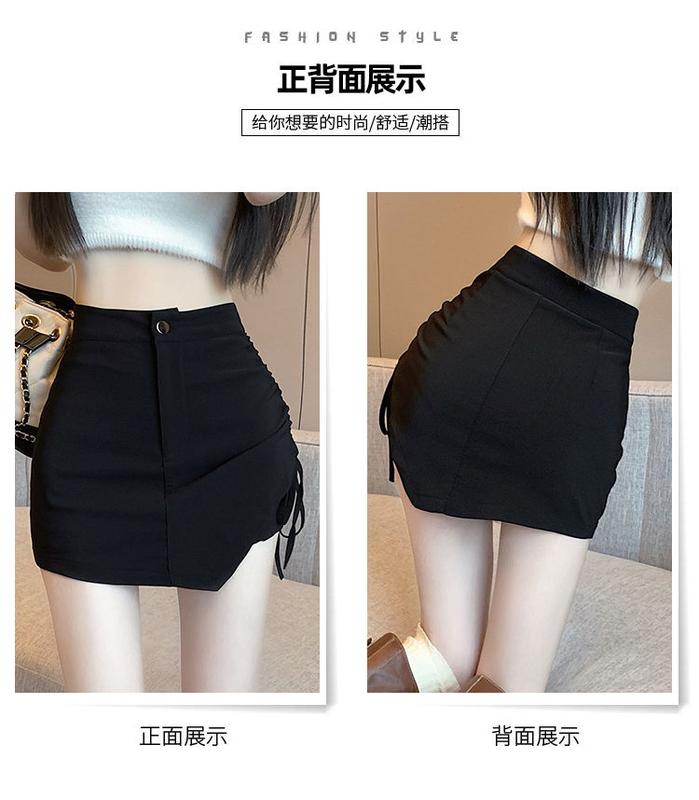Product Introduction of Summer Large Size Irregular Skirt High Waist Lace-up Black Women's Skirt A- line Hip Slimming Pantskirt Womenswear Bottom Lingerie Comfort 14