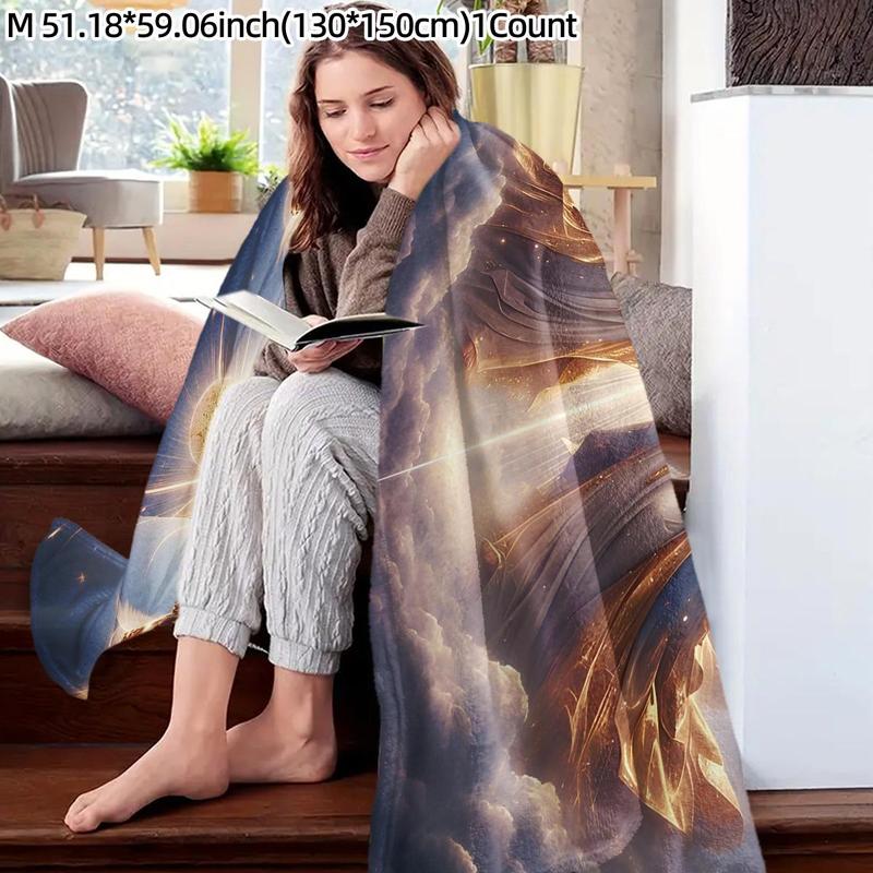 Product Introduction of Jesus & Mary Pattern Blanket, 1 Count Warm & Lightweight Throw Blanket, Soft Blanket for Bed, Sofa, Office, Camping & Travel 3