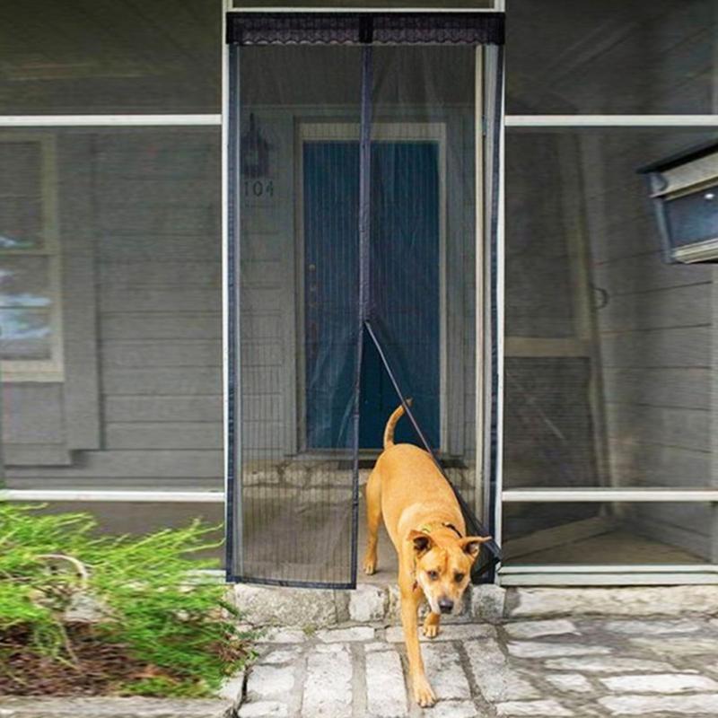 Mosquito Door Curtain Magnetic Fly Screen with Fastener Tape Easy to Install Magnetic Closure Doorway Screen Mosquito Curtain 6