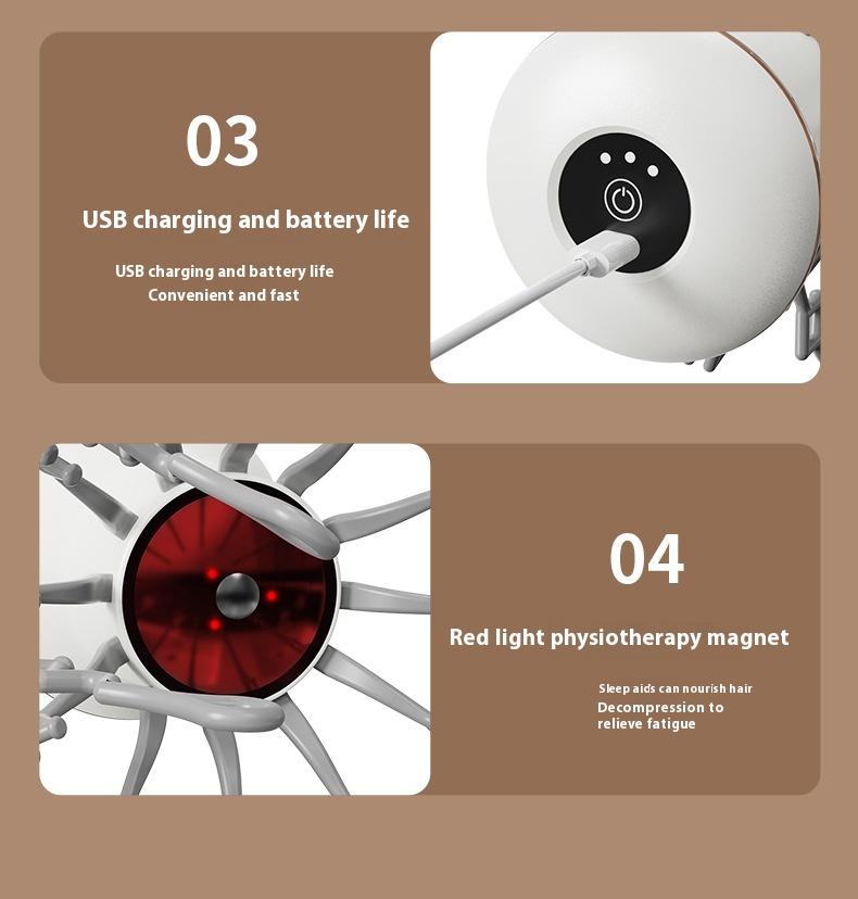 Product Introduction of Electric Head Massager Octopus Household Smart Head Therapy Machine Head Massage Instrument 21