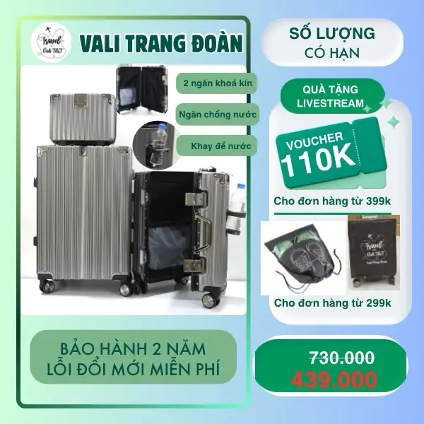 Tđ93 - Vali Khung Nhôm - Ngăn Chống Nước - Có Khay Để Cốc [Trang Đoàn - Hàng Loại 1] [2 Ngăn Khoá Kéo Kín Trừ Size 28 Chỉ 1 Ngăn Kín] - Bh 2 Năm - Hàng Lỗi Liên Hệ Đổi Mới Miễn Phí Nam