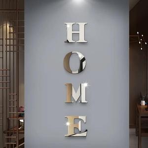 Calcomanía de Espejo para Pared, Diseño de Letras para el Hogar, Decoración de Espejo Decorativo para Fondo de Sala de Estar, Comedor, Entrada, Puerta, Dormitorio, Adornos