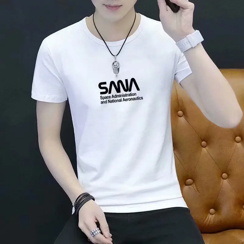 T Shirt for Men New Men's Short-Sleeved T-shirt Men's Summer Korean Style Crew Neck T-shirt Teen Trend Half-Sleeved Student Top Men's Clothing