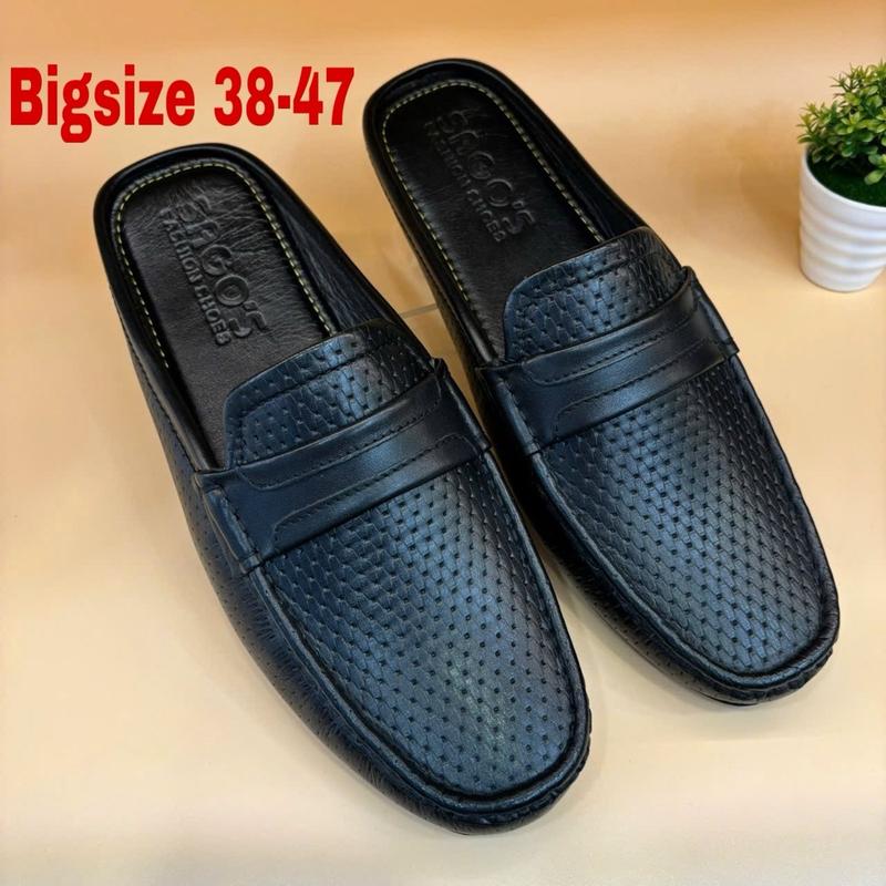 Giày Sục Nam bigsize 38 -47 Da bò thật 100% Sục nam hở gót S94 da bò cao cấp mềm mại êm chân Giày SAGO’S.BH 12 tháng