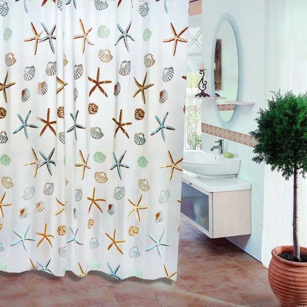 Rèm phòng tắm / Rèm cửa sổ họa tiết Sao Biển ( 180cm x 180cm ) Loại 1 2