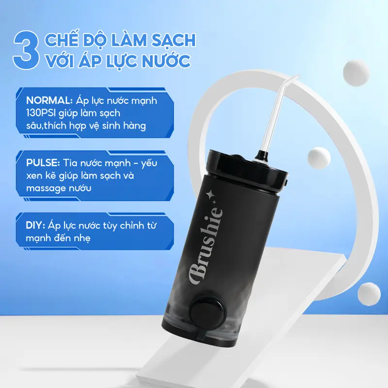 Combo bàn chải điện Brushie Promax và tăm nước thập sắc Brushie nhỏ gọn - TẶNG COMBO 6 STICKER + 2 TÚI TOTE ĐI BIỂN 3