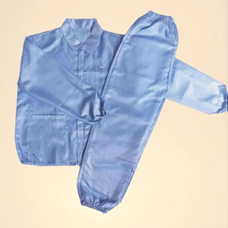 Quần áo bảo hộ lao động tĩnh điện cả bộ Quần áo công nhân phòng sạch. Kẻ sọc. Polyester Nam