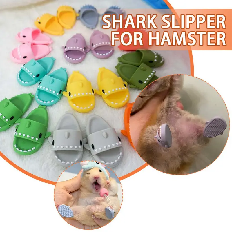 Dép Lê Mini Cho Chuột Hamster, Dép Cá Mập, Thiết Kế Hoạt Hình Dễ Thương, Đồ Trang Trí 2 * 1Cm, Thích Hợp Cho Thú Cưng Nhỏ J1Y0 4