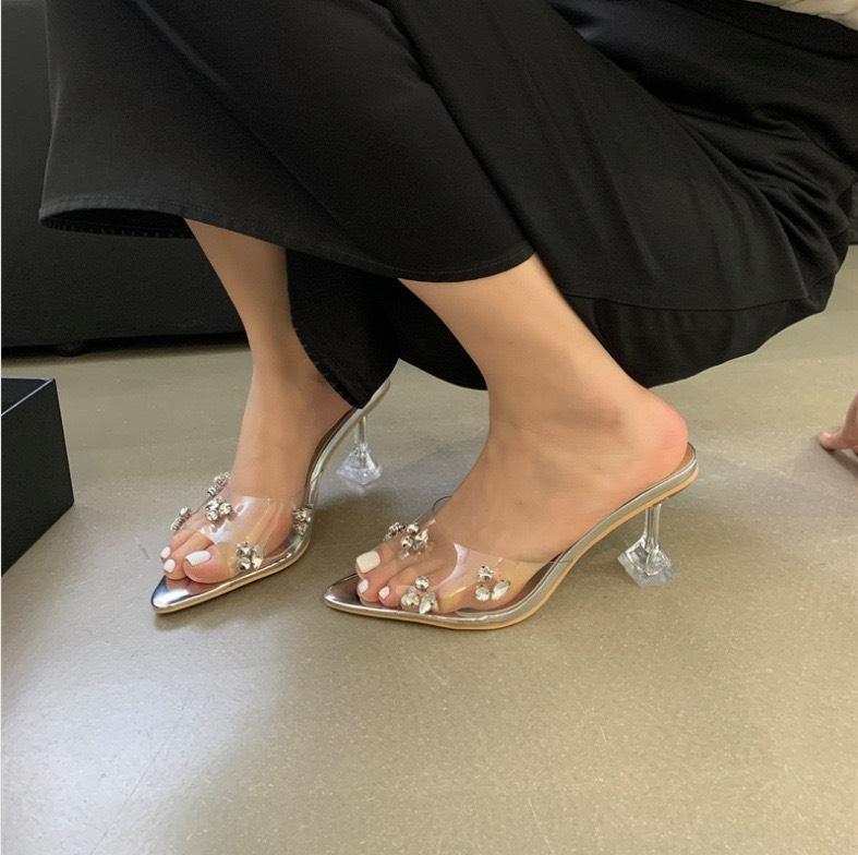 Form Nhỏ Guốc mika trong suốt đính đá blink blink 7cm - 9cm siêu xinh - D12