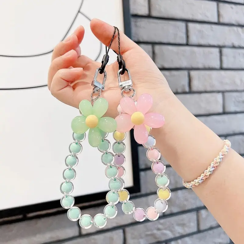 Dây Đeo Điện Thoại Di Động Thiết Kế Ngọc Trai Macaroon, Phong Cách Ins Nhật Bản Và Hàn Quốc, Dây Chuyền Điện Thoại Di Động Hoa Đính Cườm Thủ Công Dây Đeo Tay