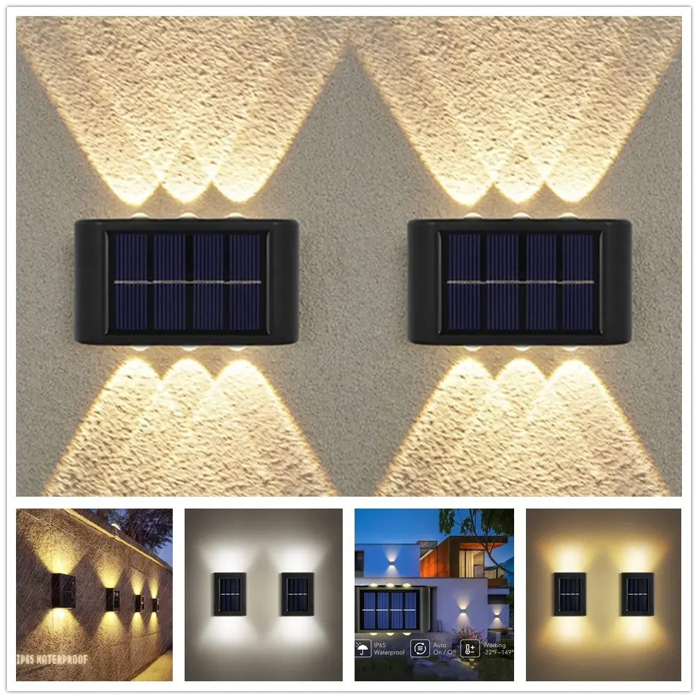 Lampu Dinding Suria, 16 LED, Auto Hidup / Mati, Kalis Air Luaran, Sesuai untuk Halaman, Jalan, Landskap, Hiasan Taman, Lampu Dinding, Lampu Pagar, Kesan Lampu Malam, Li