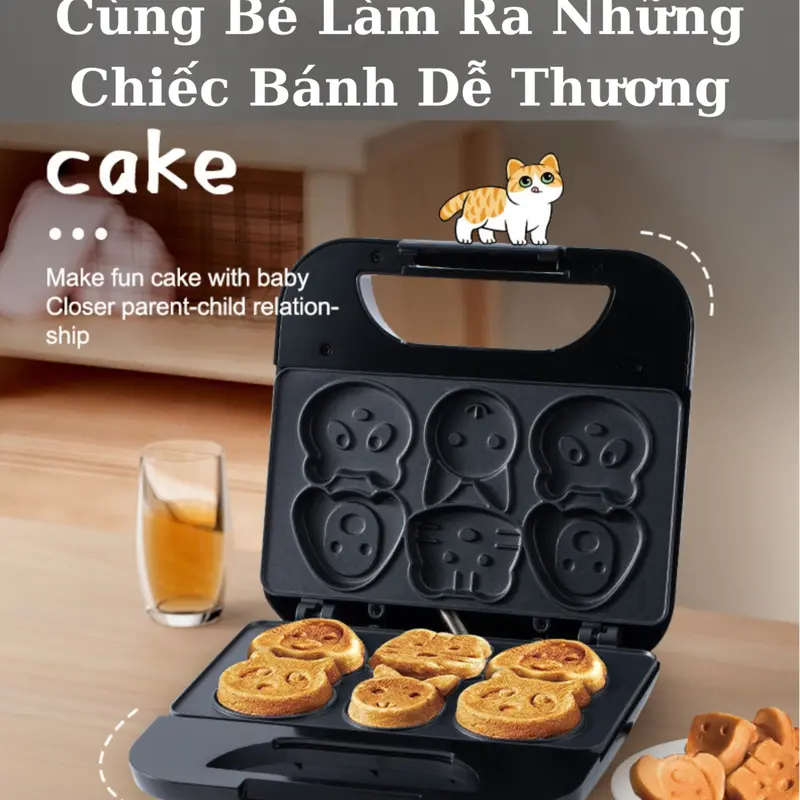 Máy làm bánh khuôn 6 hình động vật Máy làm bữa sáng cho bé sokany 08005, Máy làm bánh cho bé Voi 5
