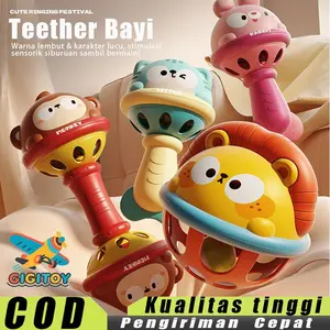 GIGITOY Mainan Teether Kerincingan Bayi Set Gigitan Bayi BPA Free/Teether Bayi Motif Hewan