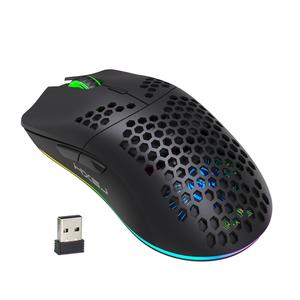 秋 HXSJ 新しい RGB ワイヤレス 2.4G ゲーミングマウス、充電式 RGB 光学マウス、デスクトップ・ノートPC・家庭用オフィス向けの Plug and Play 人間工学マウス