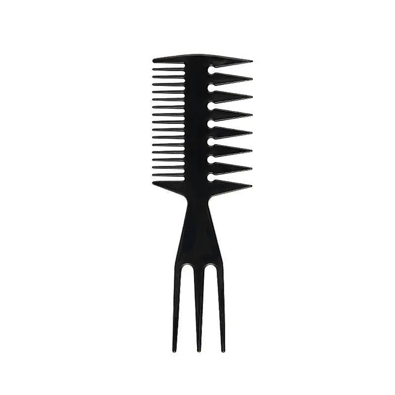 Professional Men Hairdressing Hair Beard Comb, Wide Tooth Hair Styling Fork Comb Wet Pick Styling Comb for Home Salon Use Curly Oil Hair Styling, Black