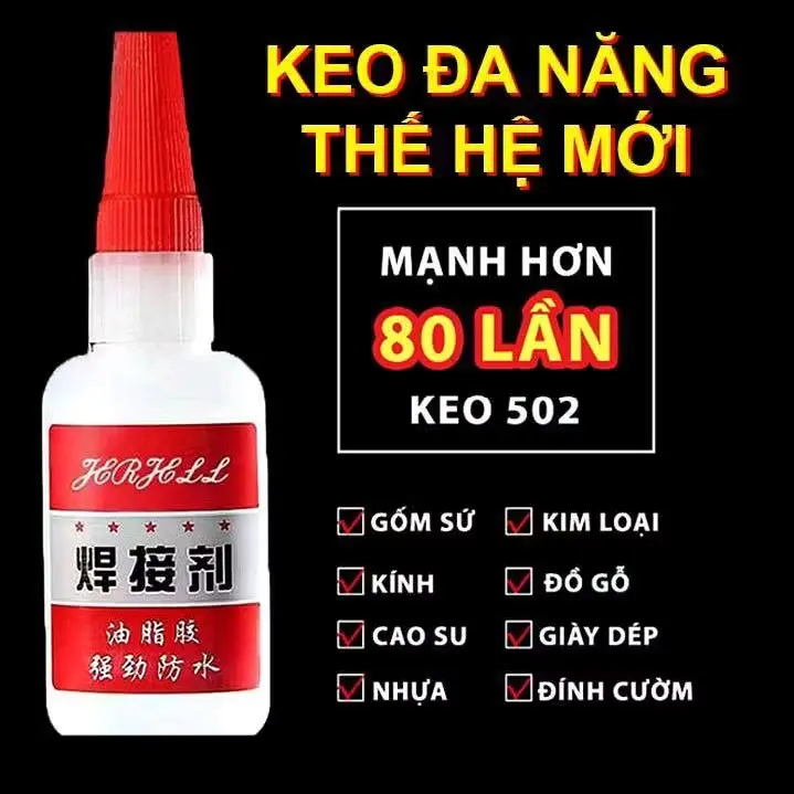 Keo Siêu Dính Đa Năng Mạnh Gấp 80 Keo 502 Dán Sắt, Dán Đá, Dán Nhựa, Dán Gỗ（5ml）-GIOVA