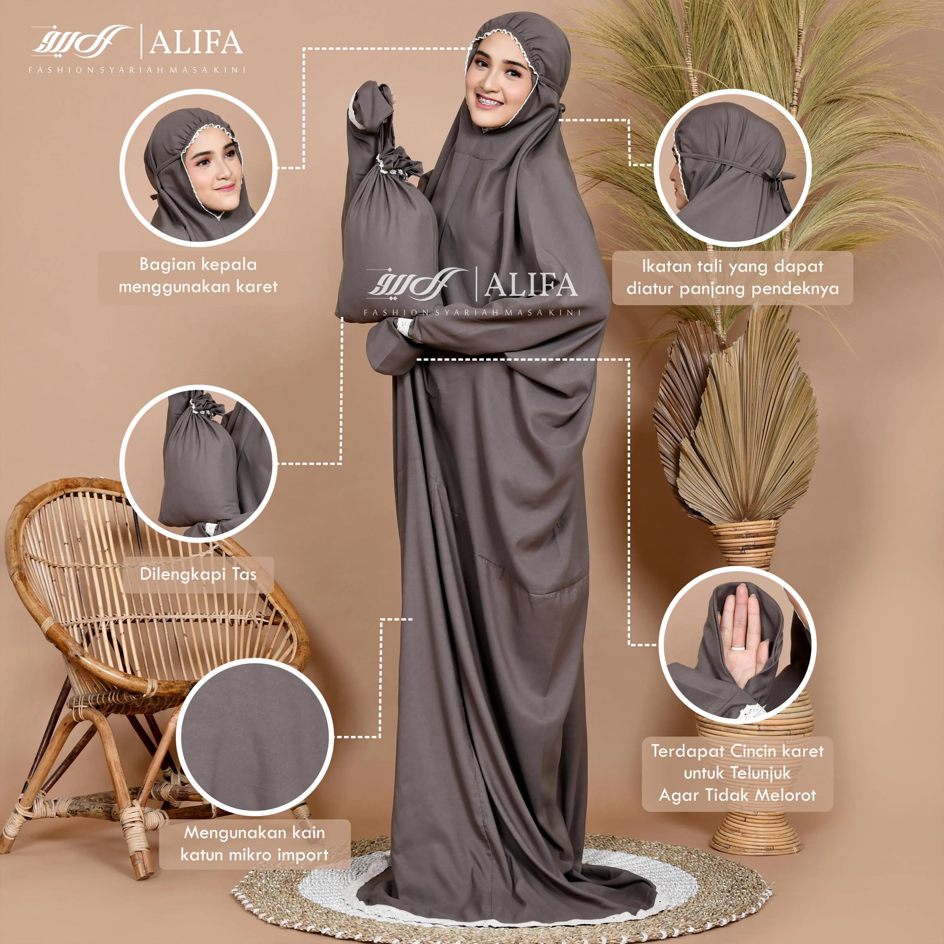 Mukena Terusan Travel Terlaris Dewasa Katun