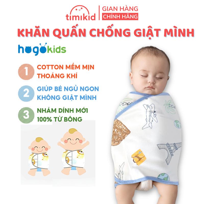Khăn Quấn Bé Sơ Sinh Chống Giật Mình Chất Liệu Cotton Thân Thiện Mềm Mại Với Da Nhiều Hoạ Tiết Đẹp KT 35x80cm - Timikid