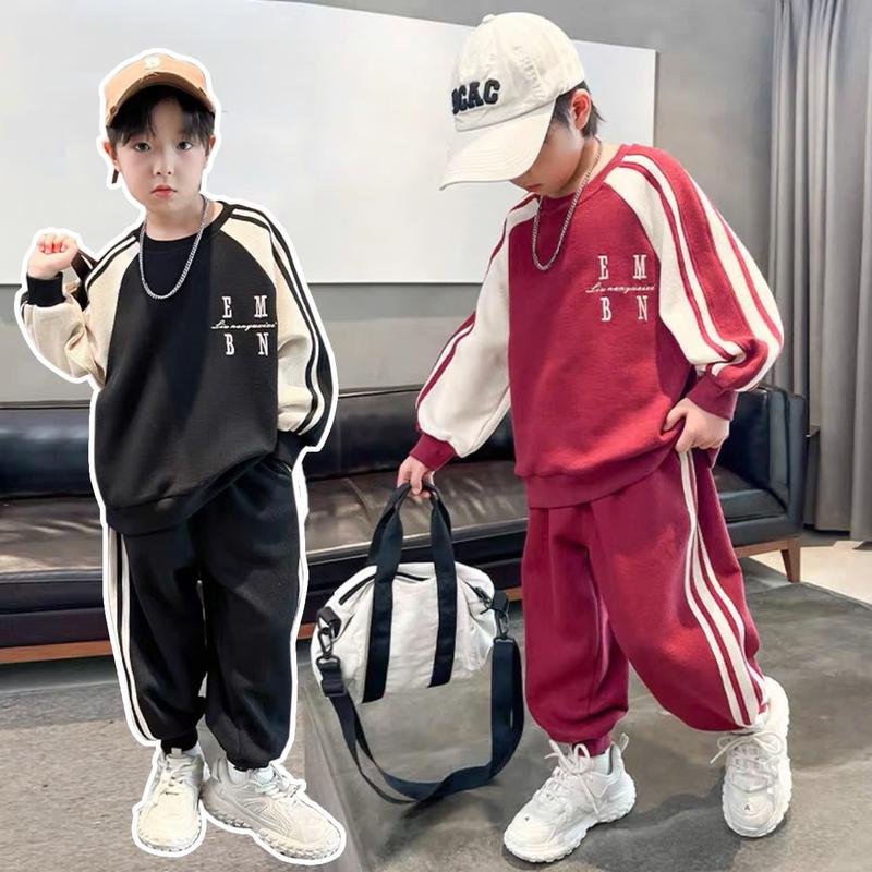 Bộ quần áo thu đông trẻ em 14-48kg dành cho bé trai mẫu EM Chất Nỉ Da Cá Bộ dài tay Set đồ cho bé Đồ bộ bé trai và bé gái - B09