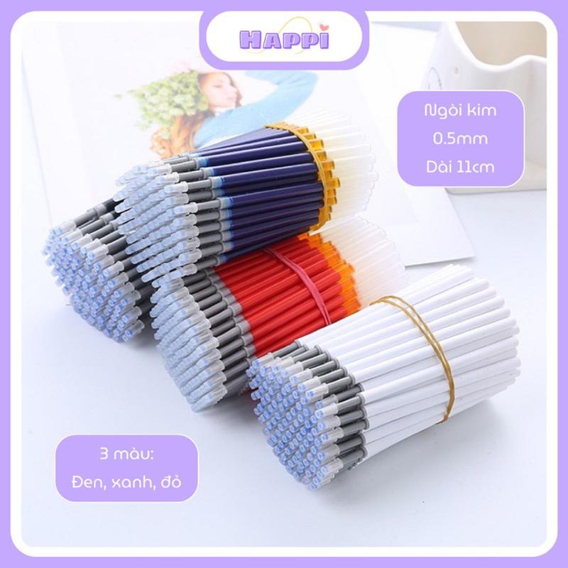 Combo 50 Ngòi Bút Gel 0.5mm 11cm Dùng cho bút Gel bấm Ruột bút xanh đen đỏ HAPPI