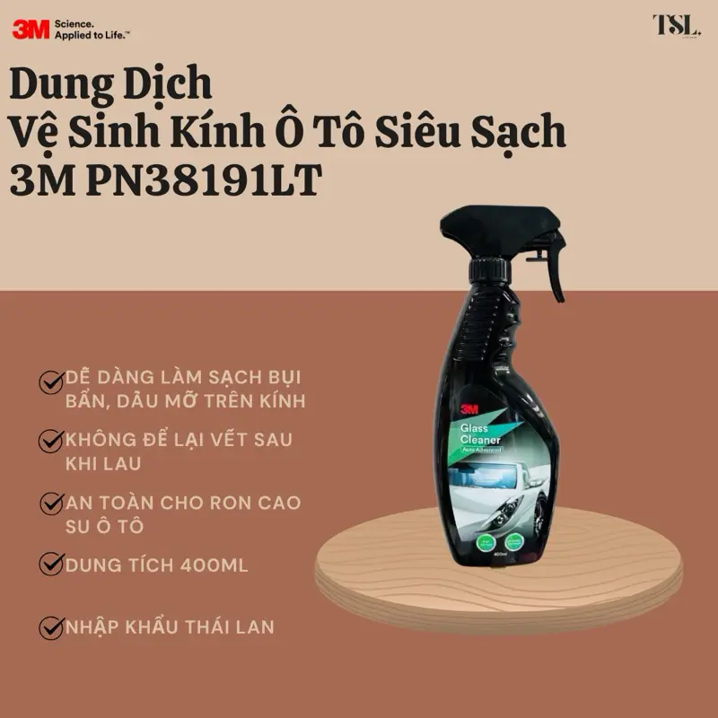 Dung Dịch Vệ Sinh Kính Siêu Sạch 3M Glass Cleaner PN38191L Chai Dạng Xịt 400ml