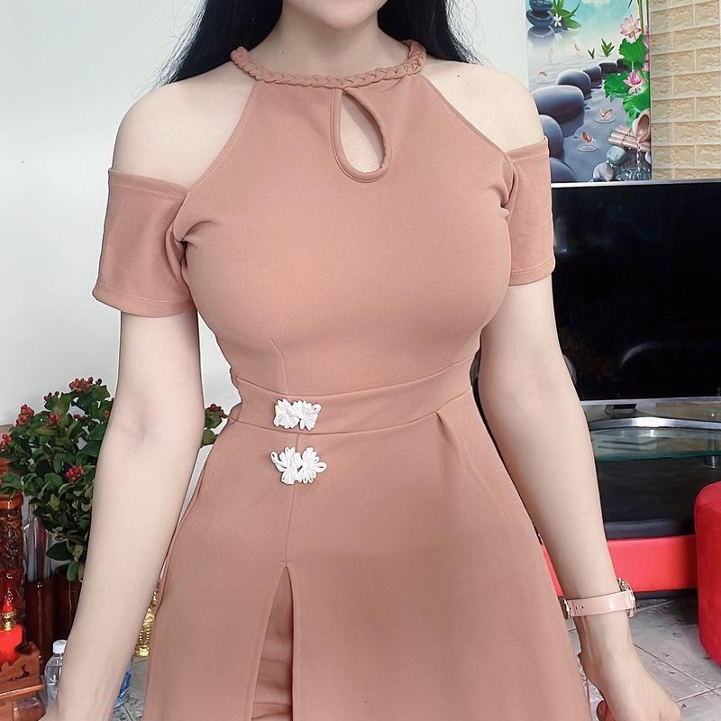 SÉT ĐẦM KÈM QUẦN XINH XẮN.AC55 Nữ Women Thun Áo Kem Cotton Top Voi Nhung 8