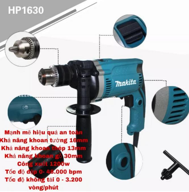 Product Introduction of Máy khoan điện Makita HP 1630 có khoan búa - khoang tường - máy đục bê tông - máy khoan gỗ makita - máy khoan sắt - khoan lõi đồng 100% máy con chuột  cầm tay 1
