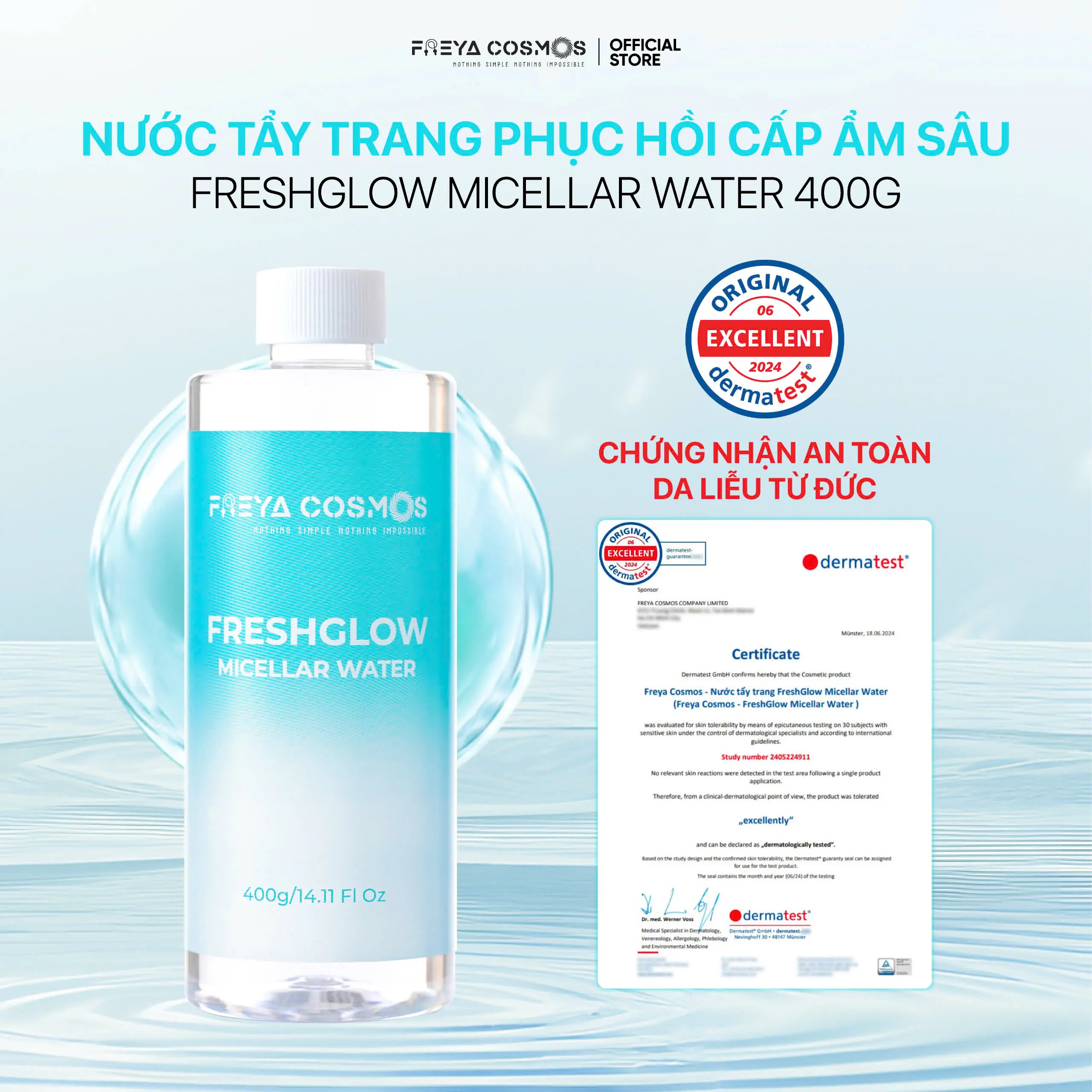Nước Tẩy Trang Phục Hồi, Cấp Ẩm - Freya Cosmos FreshGlow Micellar Water -  Mỹ Phẩm Trang Điểm Cosmetic