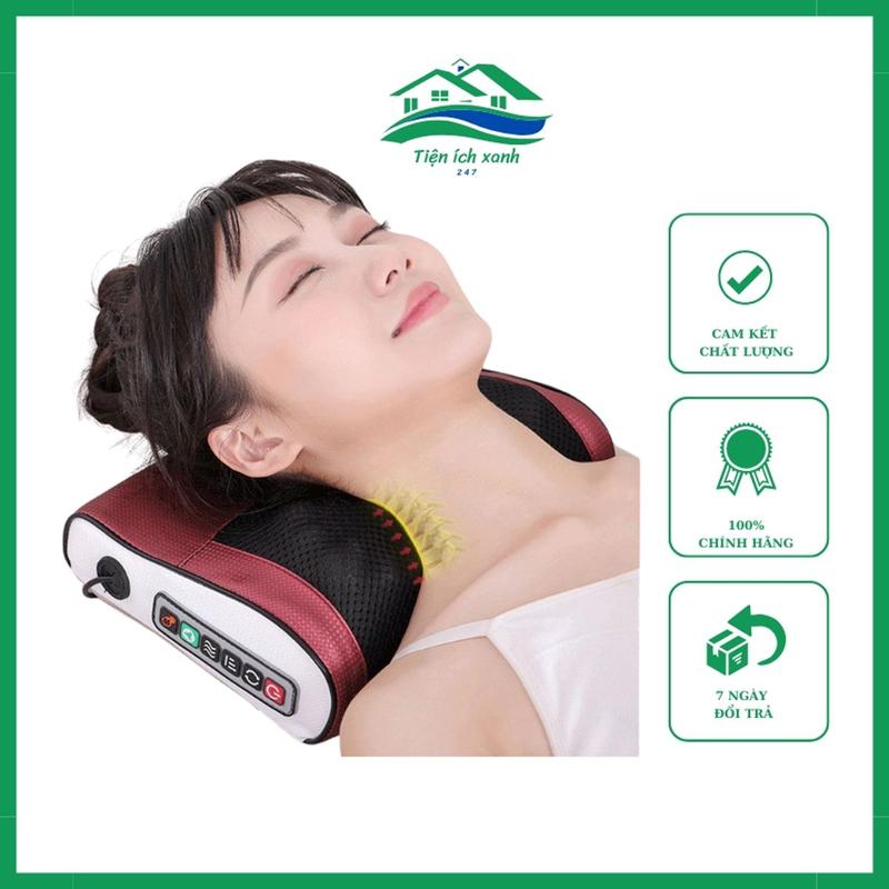 Gối Massage cổ vai gáy hồng ngoại 20 bi cao cấp thế hệ mới tienichxanh247 máy massage cầm tay mat x gối massage