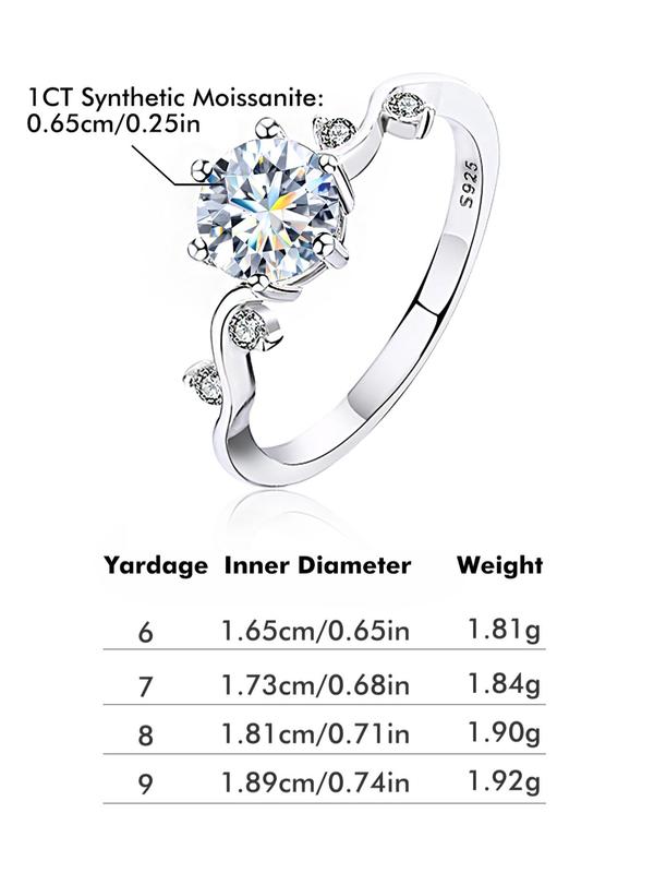 S925 Sterling Silver Synthetic Moissanite Ring, 1ct Ring for Women, Exquisite Engagement Ring for Women & Girls, with Timeless Promise Wedding Engagement Ring, Pave Engagement Ring 1