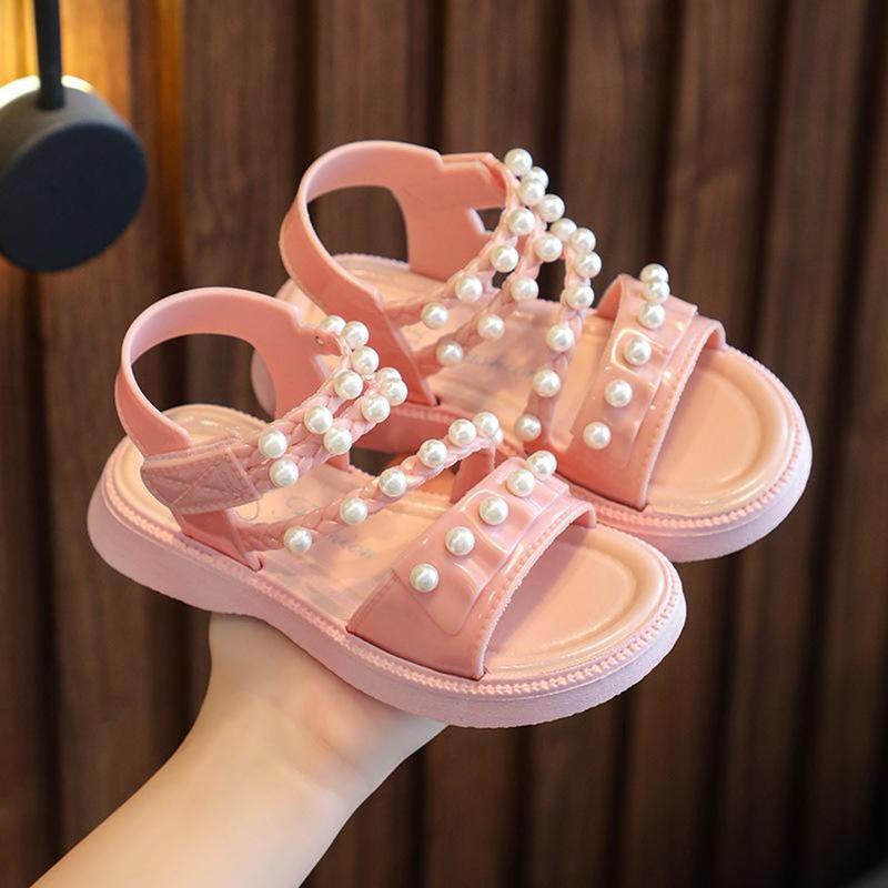 Sandal Đính Hạt ngọċ Trai Siêu xᶖnh Cho Bé Gái Bánh Bèo Yêu Kiều Đi Học Đi Chơi [SDG65] giày  cao 5