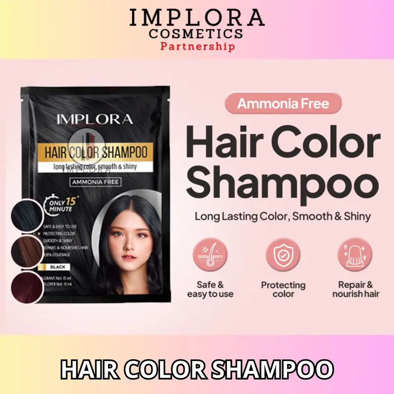 MURAH - IMPLORA HAIR COLOR SHAMPO - PENGHITAM RAMBUT 0