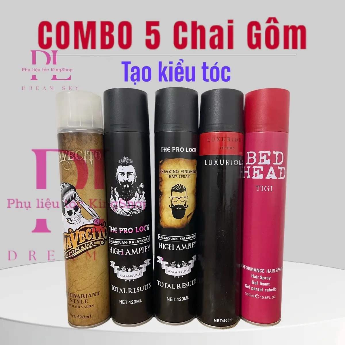 Combo 5 chai gôm xịt tóc giữ nếp tốt mùi thơm nước hoa dung tích 360-420ml Nữ Women xốp  vuốt