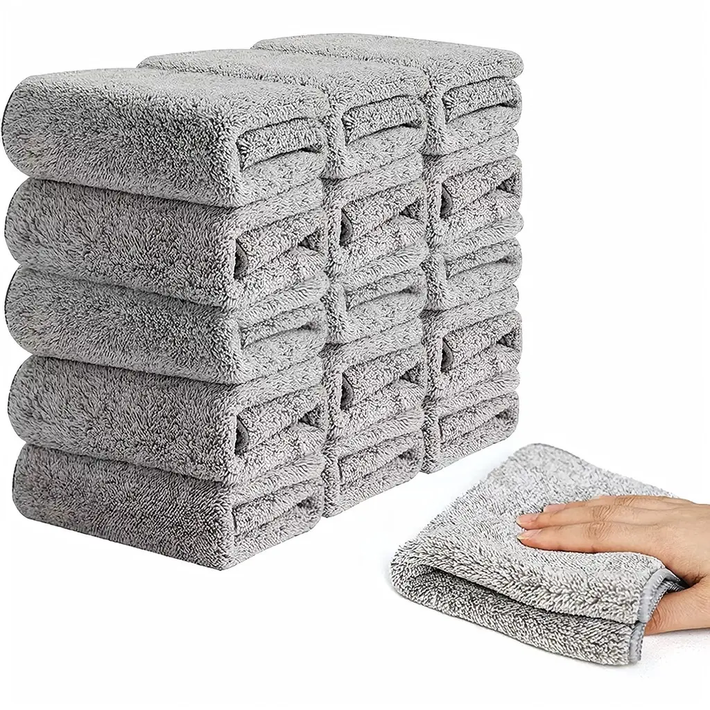 【High Quality】Bamboo Charcoal Dish Towel Thick Fiber Cloth Water Absorption Rag Non-Stick Oil Easy Clean,Soft Cleaning Cloth
