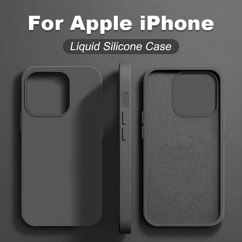 Ốp lưng silicone lỏng, dành cho iPhone 11, 12, 13, 14, 15, 16, 17 (Air/Pro/Max) và 18 Pro/18 Pro Max, ốp điện thoại, chống va đập, nắp lưng mềm, kèm phụ kiện