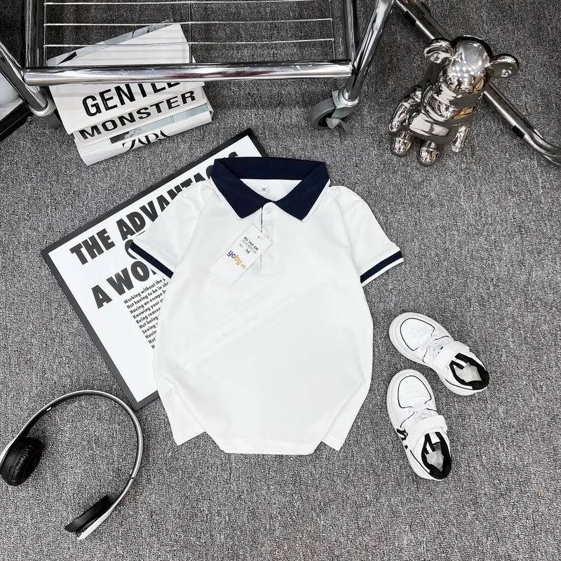 áo thun polo cho bé trai bé gái phối cổ vải cotton mắt chim hàng kỹ bán shop từ 13-38kg siêu xinh  Có Cổ 3