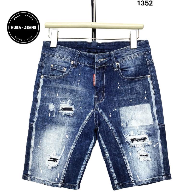  HUBA-JEANS Quần jean nam sort  PHOM ÔM ỐNG CÔN  xám rách lót may vá Menswear Pants Kem Denim quầntàntật quần purple quần biker Có Túi 